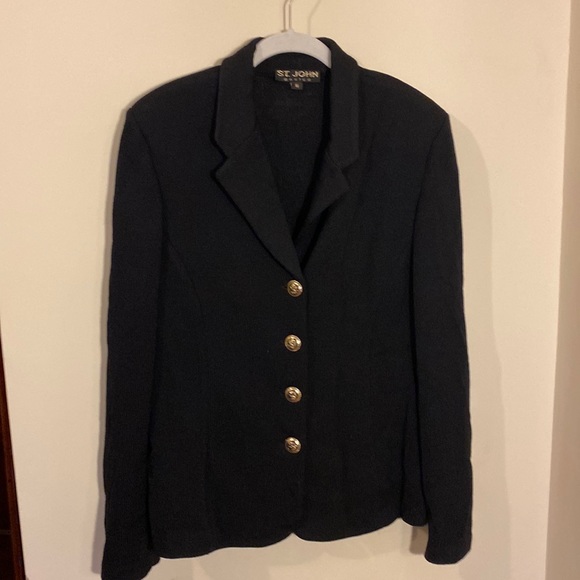 St. John Sweaters - St. John Basics Black Cardigan Sweater Long Sleeve Size 14 EUC Gorgeous Buttons